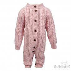 RM16-DP: Dusty Pink Long Sleeve Knitted Romper (0-12 Months)